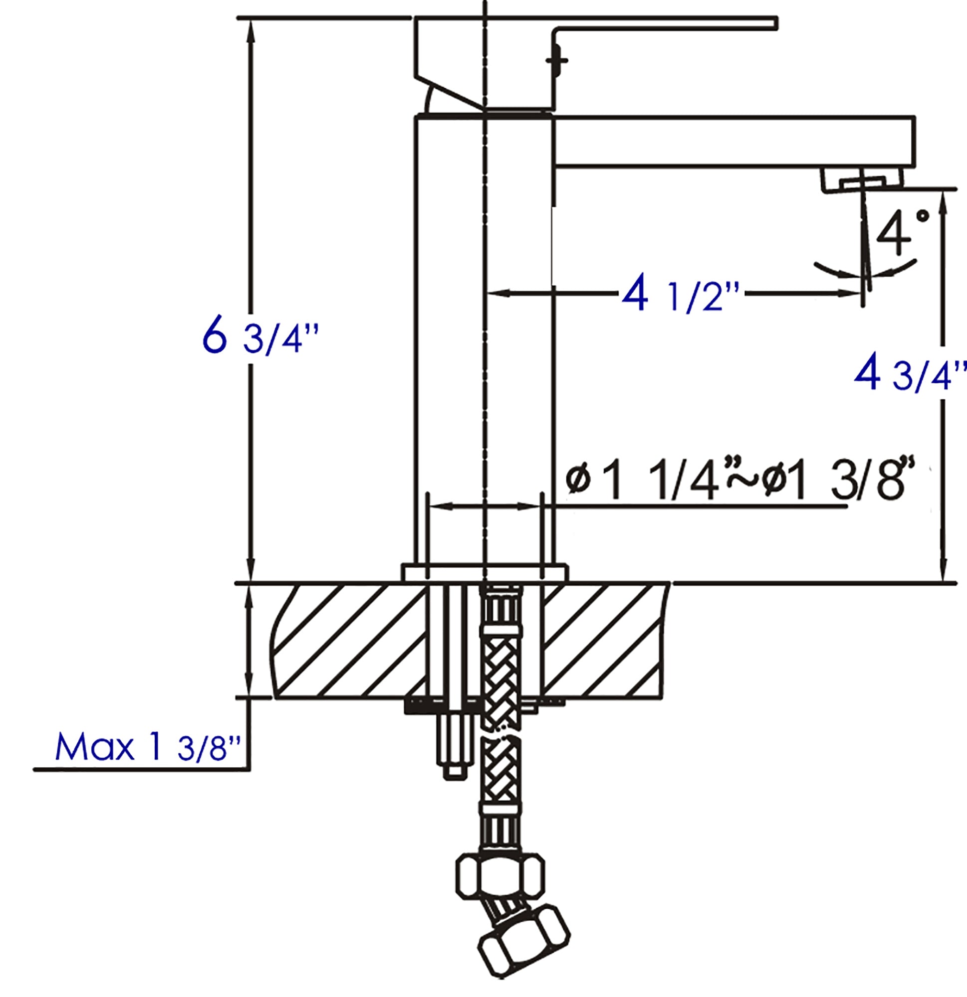 ALFI Polished Chrome Square Single Lever Bathroom Faucet, AB1229-PC