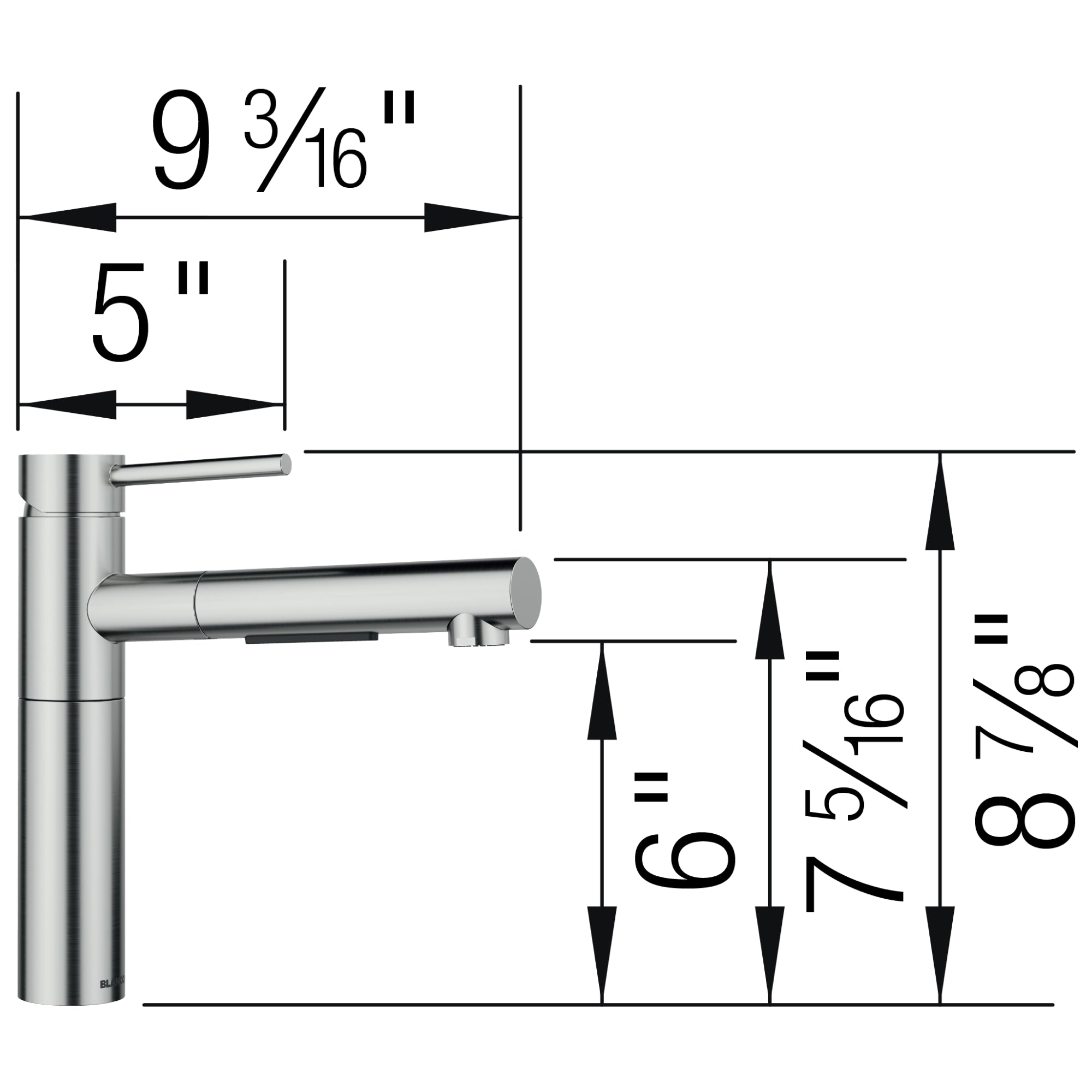 Blanco Alta II Low Arc Pull-Out Kitchen Faucet, PVD Steel, 1.5 GPM, Brass, 527559