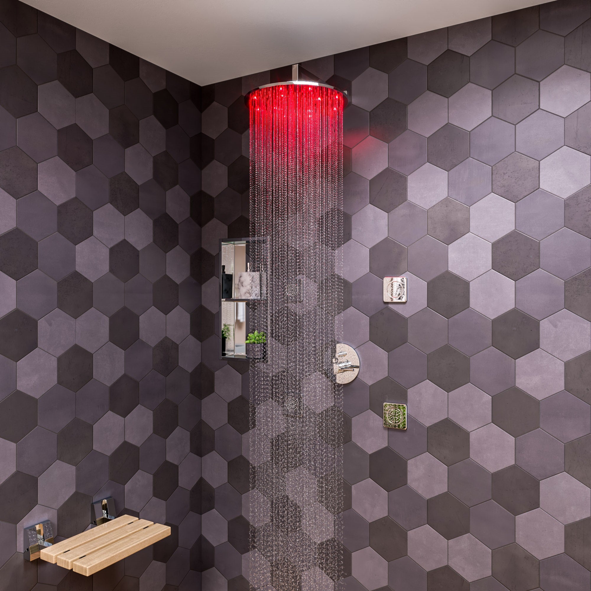 Alternative View of ALFI brand LED16R-PC Polished Chrome 16" Round Multi Color LED Rain Shower Head, Brass