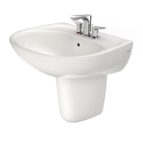 TOTO Supreme Oval Wall-Mount Bathroom Sink with CEFIONTECT and Shroud for 4 Inch Center Faucets, Colonial White, Vitreous China, LHT241.4G#11