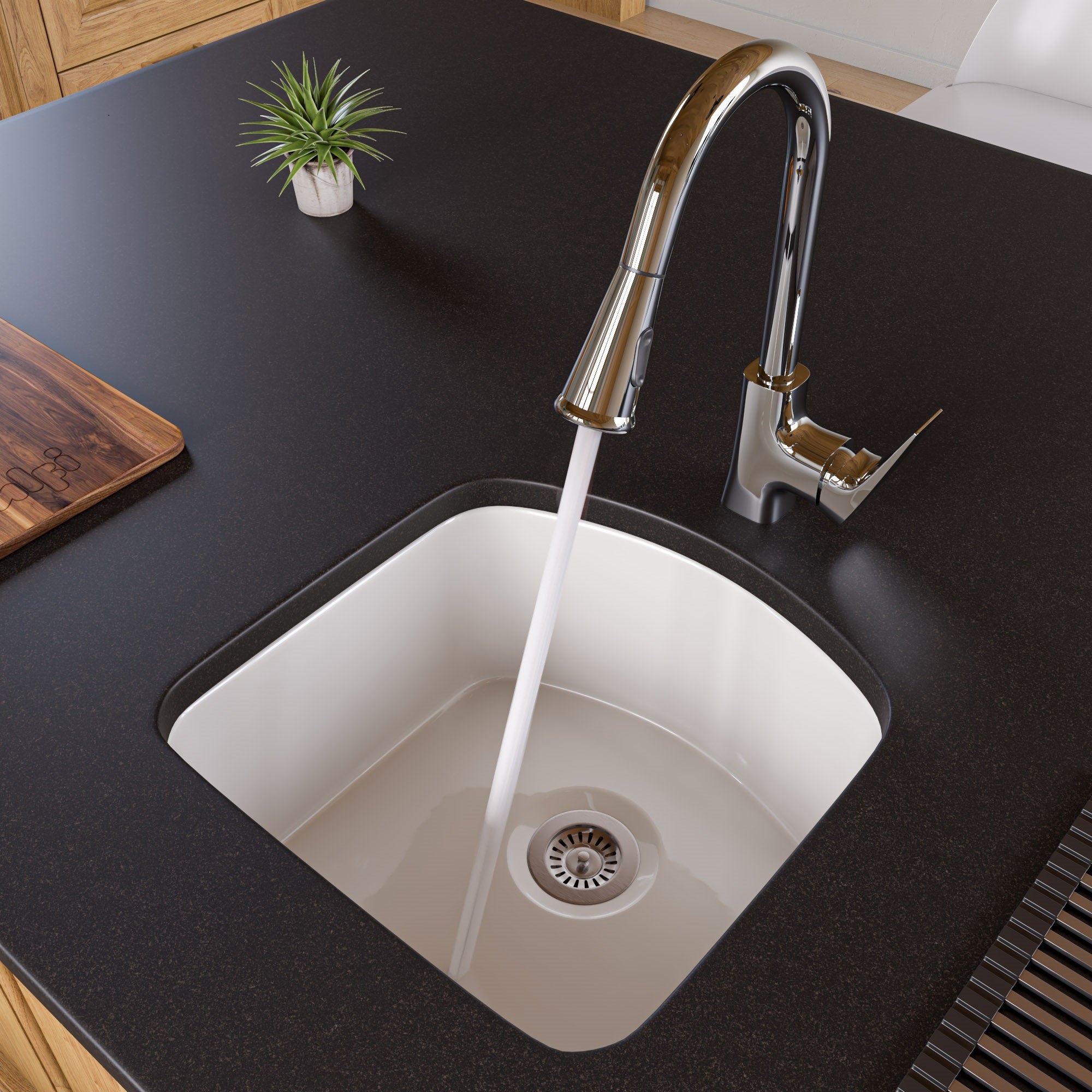 ALFI brand 1.8 GPM Lever Gooseneck Spout Touch Kitchen Faucet, Modern, Gray, Pull Down, Polished Chrome, ABKF3889-PC