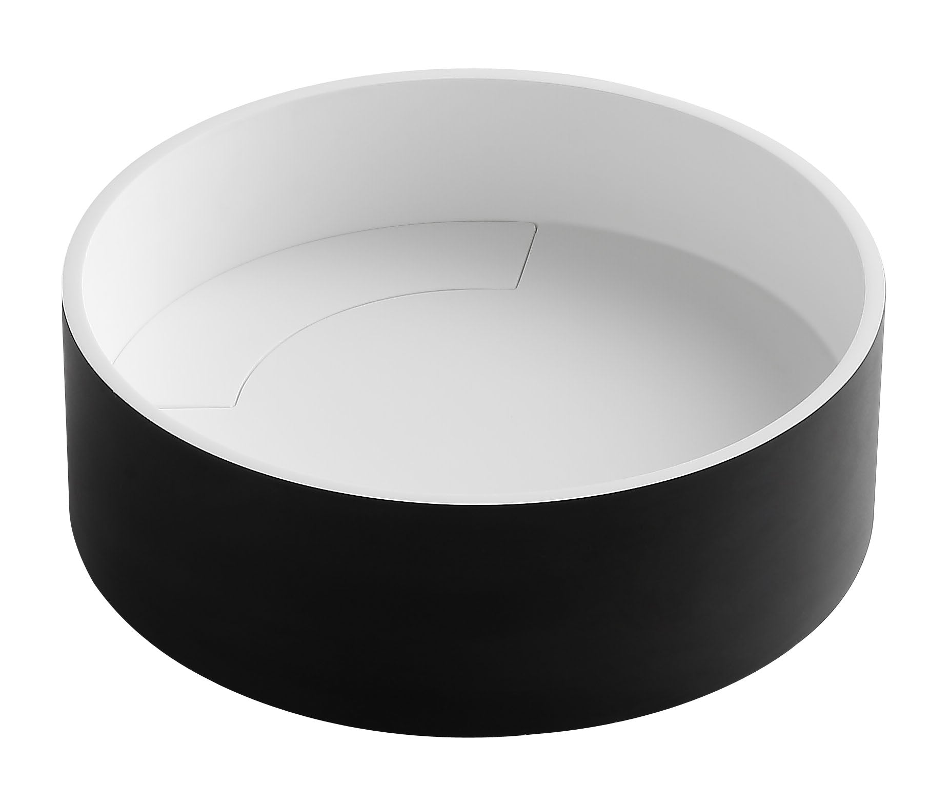ALFI brand 15.13" x 15.13" Round Above Mount Resin Bathroom Sink, Black & White, No Faucet Hole, ABRS15RBM