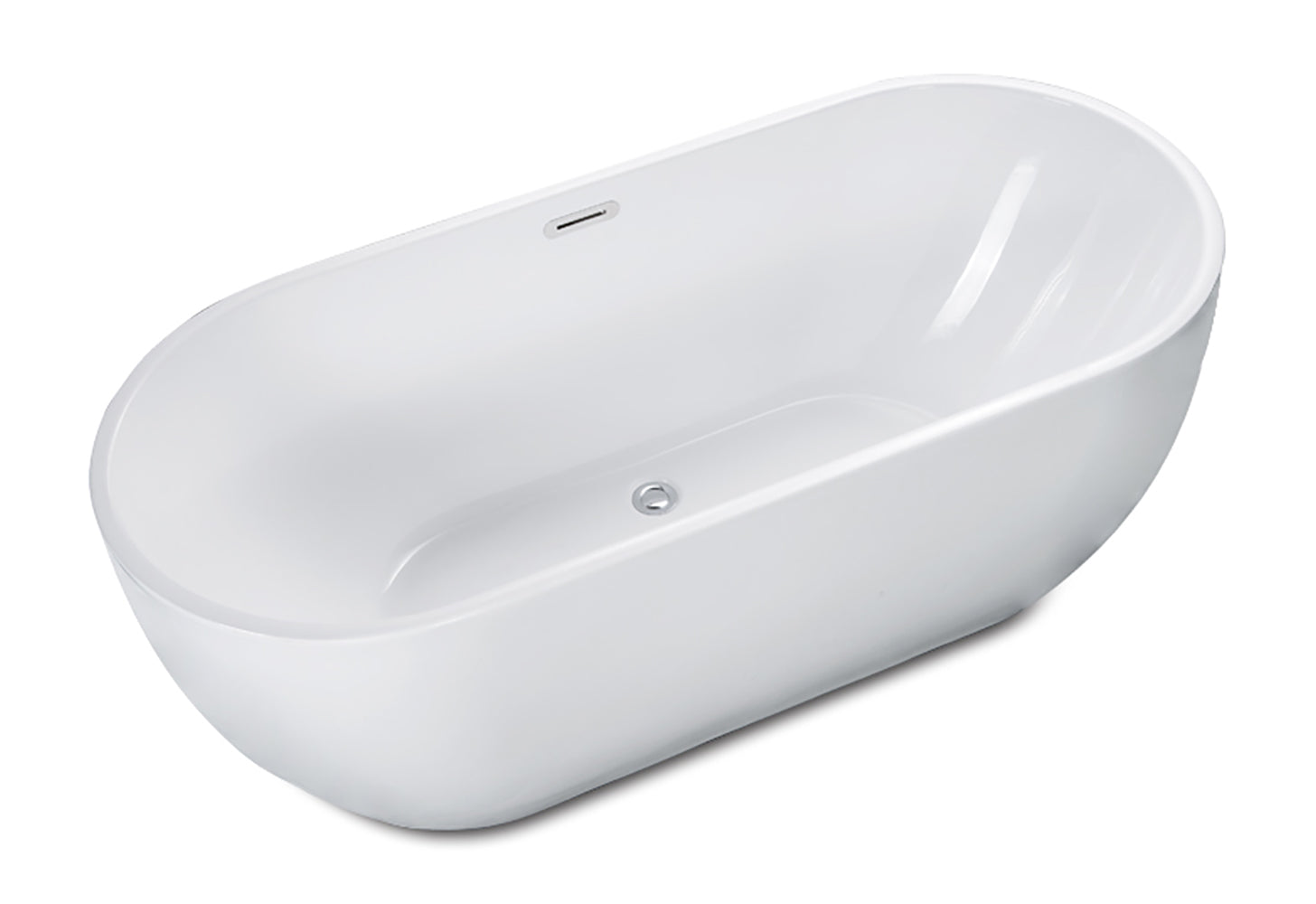 ALFI brand 59" Acrylic Free Standing Oval Soaking Bathtub, White, AB8838