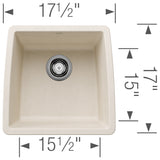 Blanco Performa 18" Square Silgranit Bar/Prep Sink, Soft White, No Faucet Hole, 443087