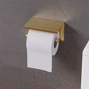 Alternate Image for ALFI brand ABTPP66-BG Brushed Gold PVD Stainless Steel Toilet Paper Holder with Shelf