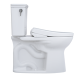 TOTO Drake Transitional WASHLET+ Two-Piece Elongated 1.28 GPF TORNADO FLUSH Toilet with S7 Contemporary Bidet Seat, Cotton White, Vitreous China|Plastic, MW7864726CEG#01