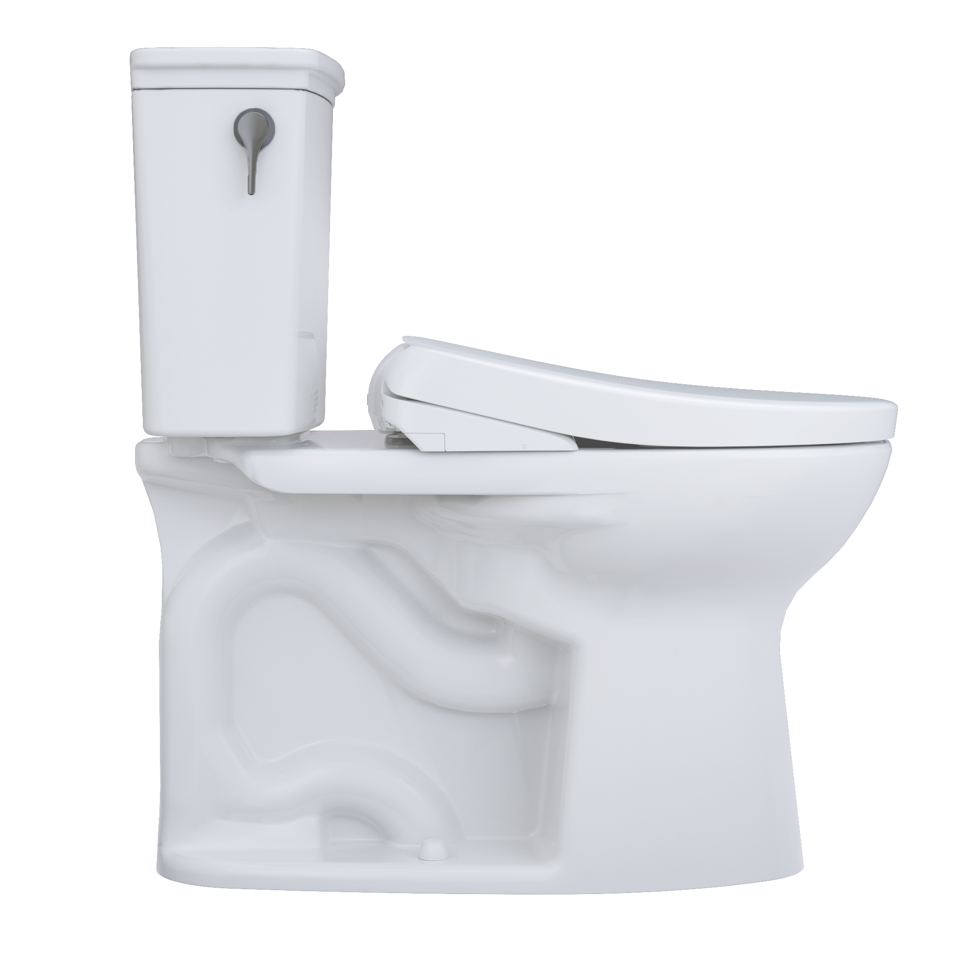 TOTO Drake Transitional WASHLET+ Two-Piece Elongated 1.28 GPF Universal Height TORNADO FLUSH Toilet with S7A Contemporary Bidet Seat, Cotton White, Vitreous China|Plastic, MW7864736CEFG#01