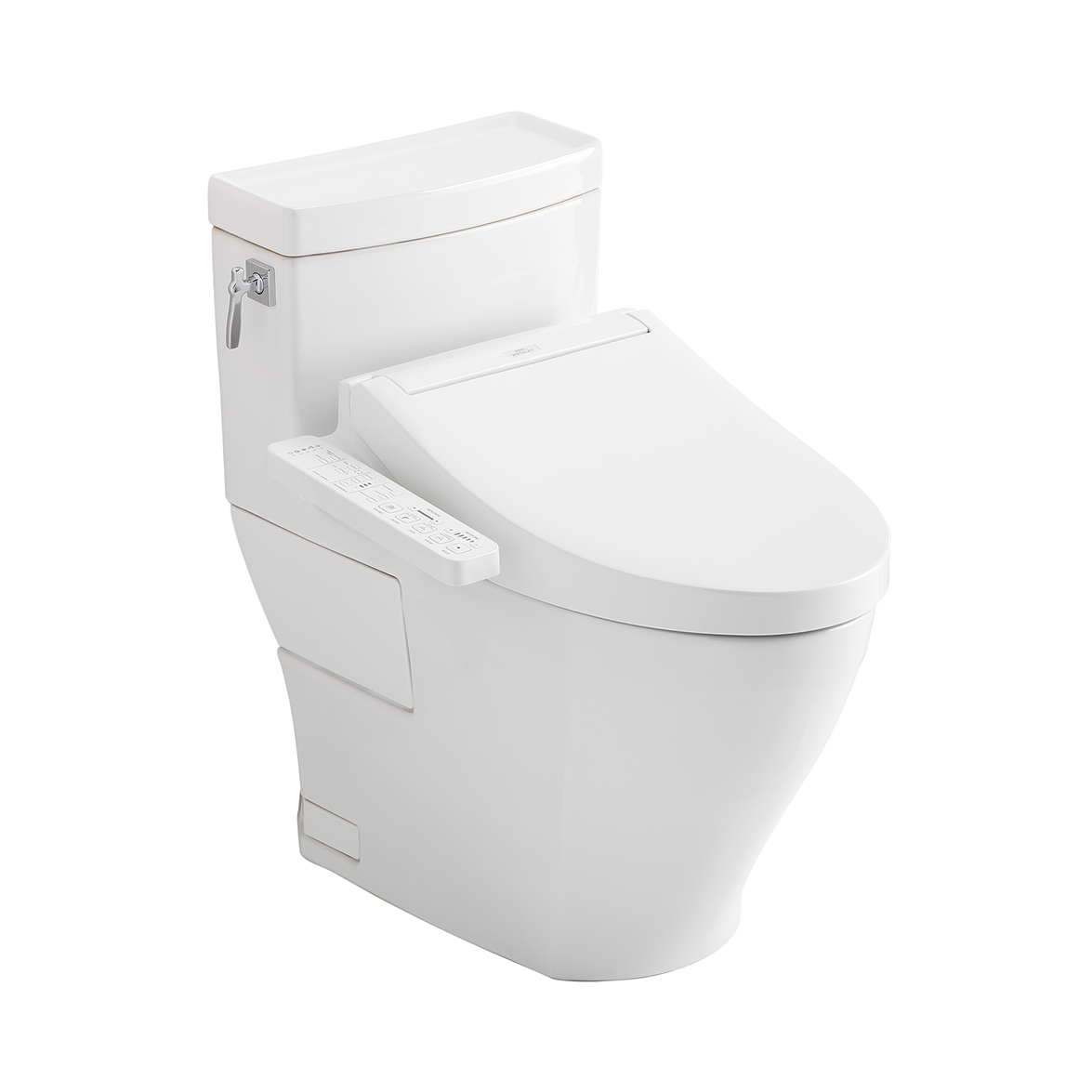 TOTOWASHLET+ Aimes One-Piece Elongated 1.28 GPF Toilet and WASHLET C2 Bidet Seat, Cotton White, Vitreous China|Plastic, MW6263074CEFG#01