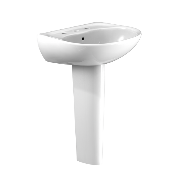 TOTO Supreme Oval Basin Pedestal Bathroom Sink with CEFIONTECT for 8 Inch Center Faucets, Cotton White, Vitreous China, LPT241.8G#01