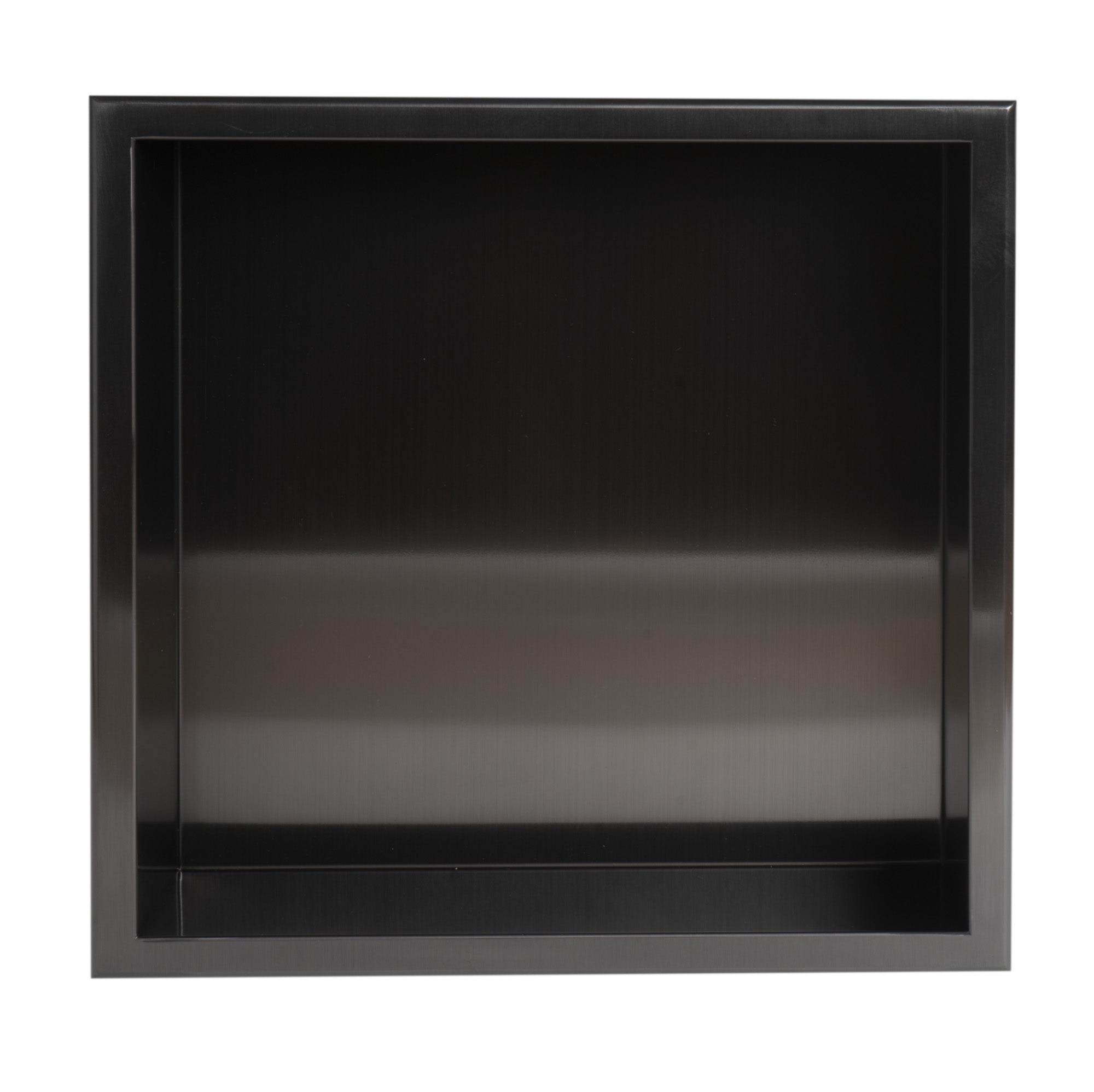 ALFI brand ABNP1616-BB 16" x 16" Brushed Black PVD Steel Square Single Shelf Shower Niche, Stainless Steel, 20 Gauge