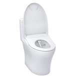 TOTO WASHLET+ Aquia IV One-Piece Elongated Dual Flush 1.28 and 0.9 GPF Toilet with S7A Contemporary Electric Bidet Seat, Cotton White, Vitreous China|Plastic, MW6464736CEMFGN#01