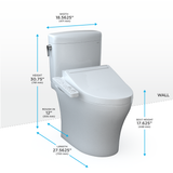 TOTO WASHLET+ Aquia IV Cube Two-Piece Elongated Dual Flush 1.28 and 0.9 GPF Toilet with C2 Bidet Seat, Cotton White, Vitreous China|Plastic, MW4363074CEMFGN#01