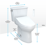 TOTO Drake Transitional WASHLET+ Two-Piece Elongated 1.28 GPF Universal Height TORNADO FLUSH Toilet with C5 Bidet Seat, Cotton White, Vitreous China, MW7863084CEFG.10#01