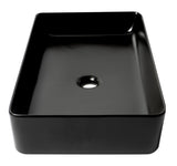 ALFI brand 24" x 13.63" Rectangle Above Mount Porcelain Bathroom Sink, Black Matte, No Faucet Hole, ABC902-BM