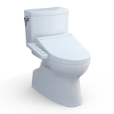 TOTO WASHLET+ Vespin II 1G Two-Piece Elongated 1.0 GPF Toilet and WASHLET+ C2 Bidet Seat, Cotton White, Vitreous China|Plastic, MW4743074CUFG#01