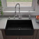 ALFI brand 33" Fireclay Farmhouse Sink, Black Matte, No Faucet Hole, ABF3318S-BM