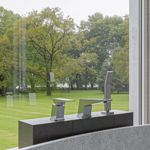 Alternate Image for ALFI brand Brass, AB2464-BN Brushed Nickel Deck Mounted 3 Hole Tub Filler & Shower Head