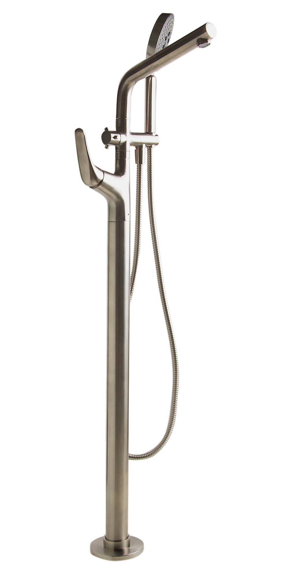 ALFI brand Brass, AB2758-BN Brushed Nickel Floor Mounted Tub Filler + Mixer /w additional Hand Held Shower Head