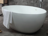 ALFI brand 67" Solid Surface Smooth Resin Free Standing Oval Soaking Bathtub, White Matte, AB9941