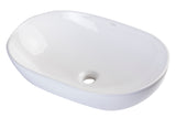 Eago 14.75" x 22.88" Oval Above Mount Porcelain Bathroom Sink, White, No Faucet Hole, BA352