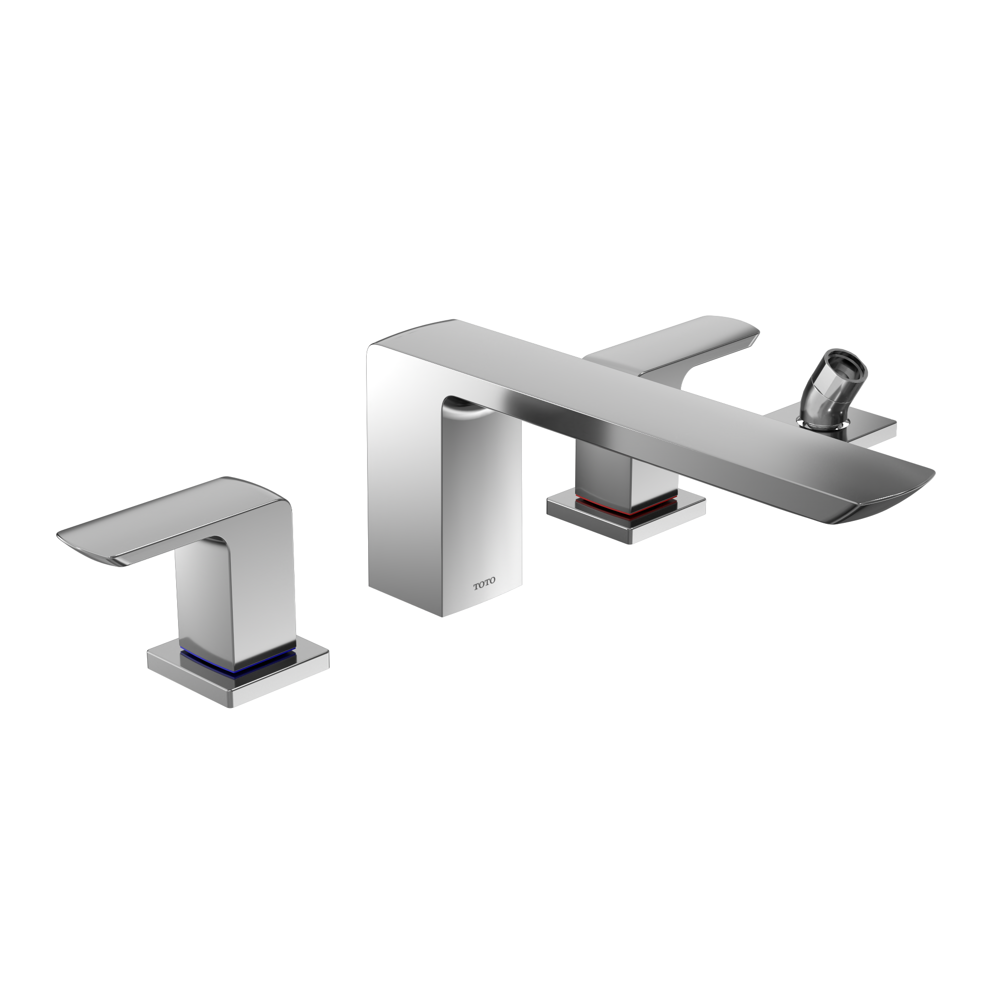 TOTO GR Two-Handle Deck-Mount Roman Tub Filler Trim with Handshower, Polished Chrome, Brass, TBG02202U#CP