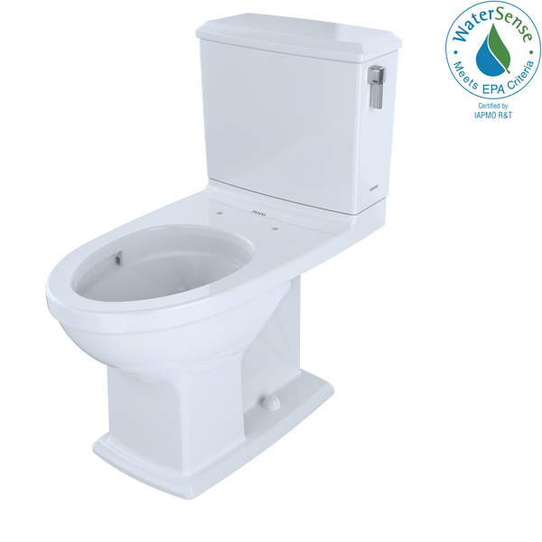 TOTO Connelly Two-Piece Elongated Dual-Max 1.28 and 0.9 GPF Universal Height Toilet with CEFIONTECT and Right Lever, Colonial White, Vitreous China, Cotton White, CST494CEMFRG#01