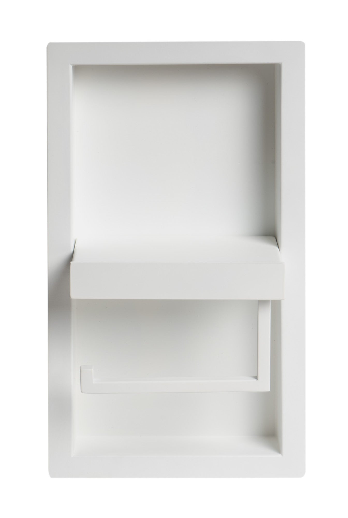ALFI brand ABTPNC88-W White Matte Stainless Steel Recessed Toilet Paper Holder Niche, 19 Gauge