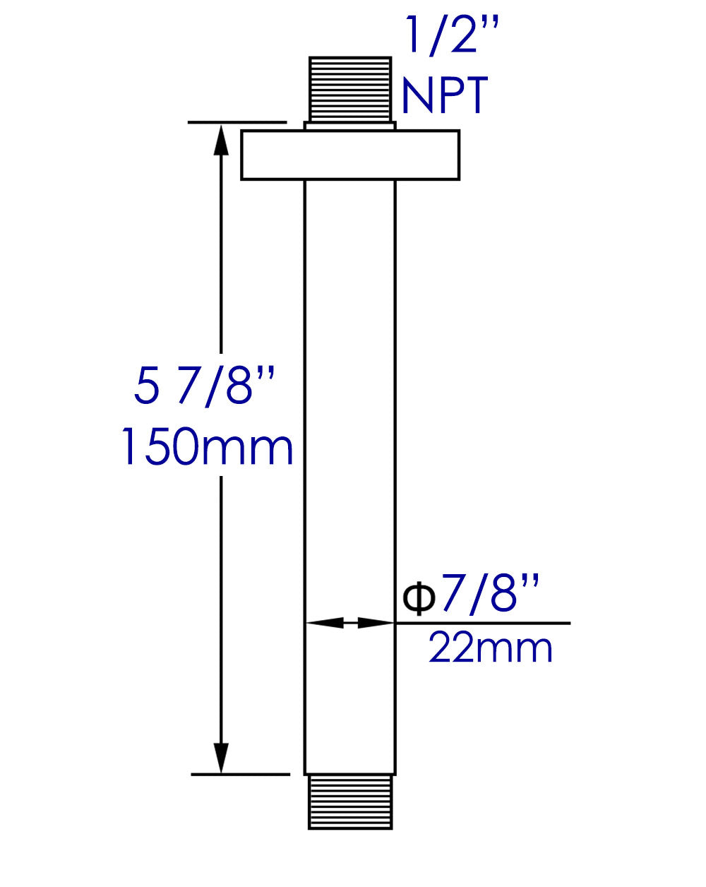 ALFI brand ABSA6R-PC Polished Chrome 6" Round Ceiling Shower Arm, Brass