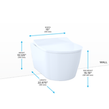 TOTO RP Wall-Hung Contemporary D-Shape Dual Flush 1.28 and 0.9 GPF Toilet with CEFIONTECT, Cotton White, Vitreous China, CT447CFG#01