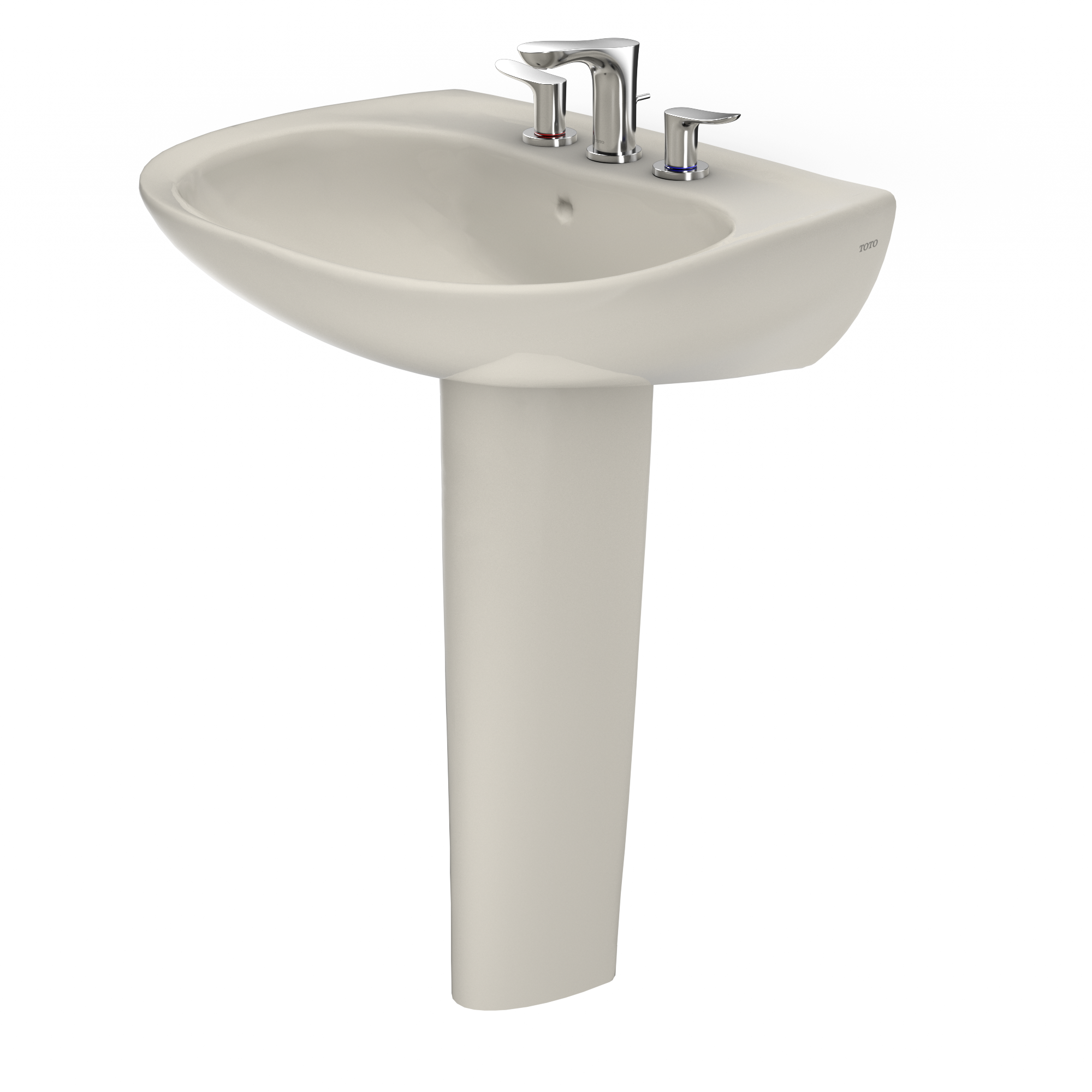 TOTO Prominence Oval Basin Pedestal Bathroom Sink with CeFiONtect for 8 inch Center Faucets, Sedona Beige, Vitreous China, LPT242.8G#12
