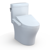 TOTO WASHLET+ Aquia IV Cube Two-Piece Elongated Dual Flush 1.28 and 0.9 GPF Toilet with C2 Bidet Seat, Cotton White, Vitreous China|Plastic, MW4363074CEMFGN#01