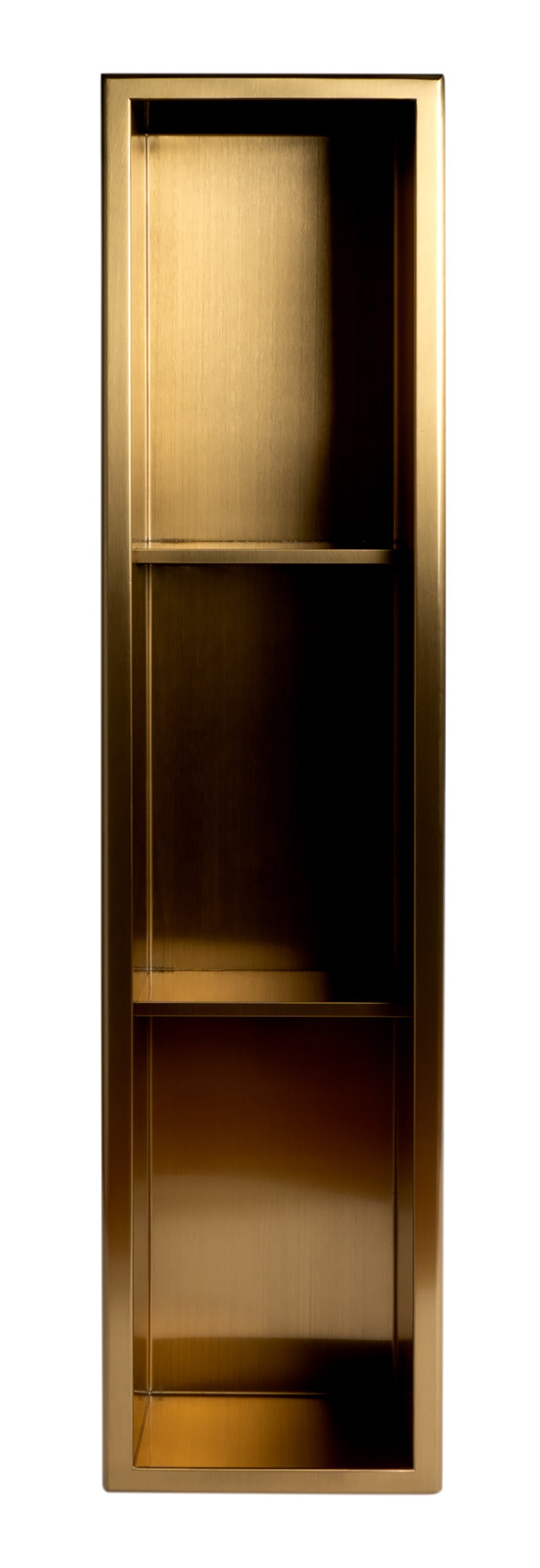 ALFI brand ABNP0836-BG 8" x 36" Brushed Gold PVD Stainless Steel Vertical Triple Shelf Shower Niche, 20 Gauge