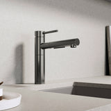 Blanco Alta II Low Arc Pull-Out Dual-Spray Kitchen Faucet, Satin Dark Steel, 1.5 GPM, Brass, 527562