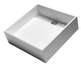 ALFI brand 15.13" x 15.13" Square Above Mount Resin Bathroom Sink, White Matte, No Faucet Hole, ABRS14S