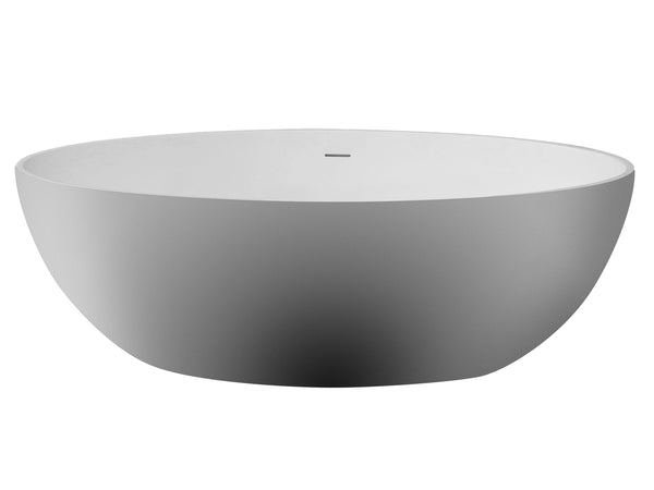 ALFI brand 67" Solid Surface Smooth Resin Free Standing Oval Soaking Bathtub, White Matte, AB9941