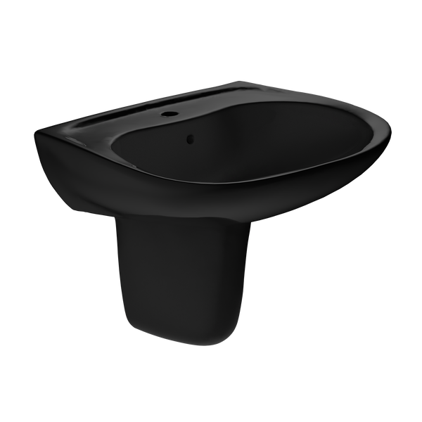 TOTO Prominence Oval Wall-Mount Bathroom Sink and Shroud for Single Hole Faucets, Ebony, Vitreous China, LHT242#51