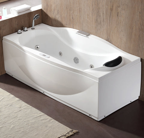 Main Image of Eago 71" Acrylic Corner Rectangle Bathtub with Fixtures, White, AM189ETL-L