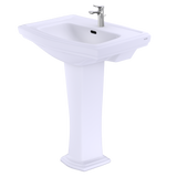 TOTO Clayton Rectangular Pedestal Bathroom Sink for Single Hole Faucets, Cotton White, Vitreous China, LPT780#01