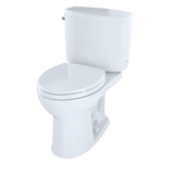 TOTO Drake II Two-Piece Round 1.28 GPF Universal Height Toilet with CEFIONTECT, Cotton White, Vitreous China, CST453CEFG#01