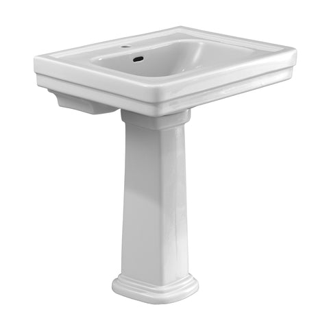 TOTO Promenade 27-1/2" x 22-1/4" Rectangular Pedestal Bathroom Sink for Single Hole Faucets, Cotton White, Vitreous China, LPT530N#01