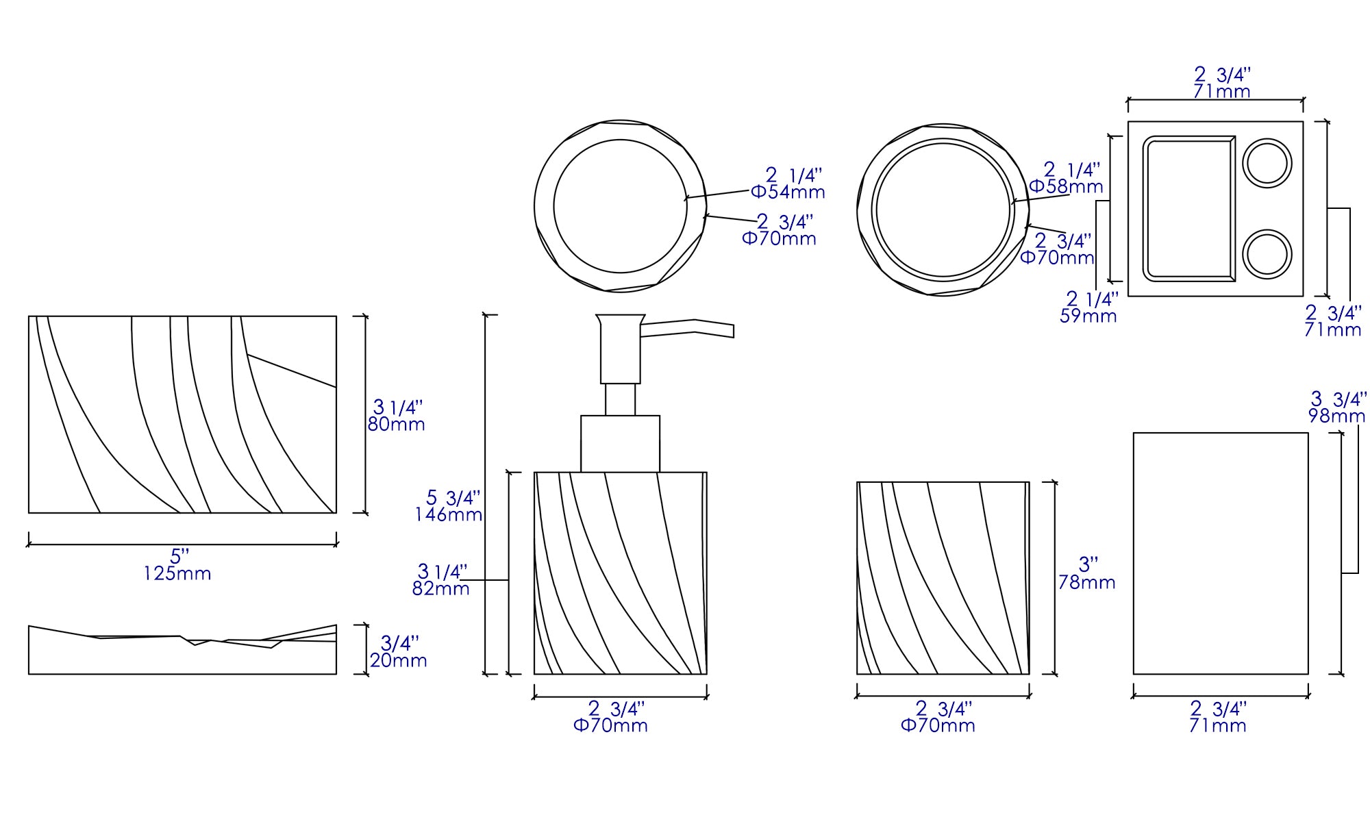 ALFI brand ABCO1019 4 Piece Solid Concrete Gray Matte Bathroom Accessory Set
