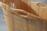 ALFI brand 57" Rubber Wood Free Standing Oval Soaking Bathtub, Natural Wood, AB1187
