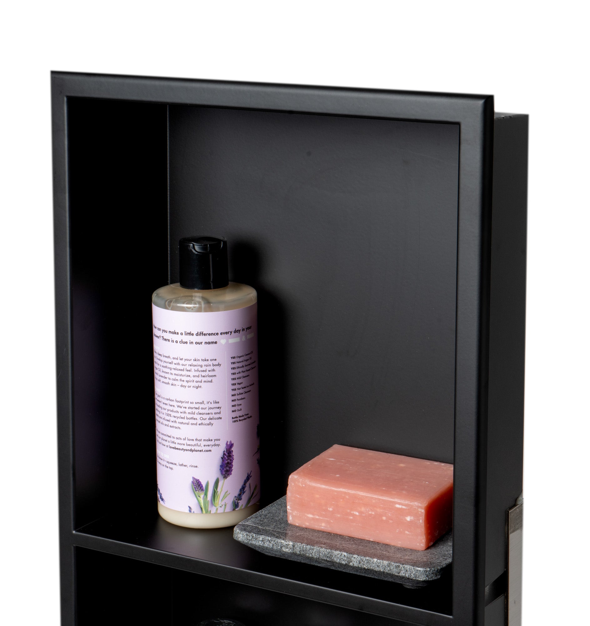 ALFI brand ABNC1224-BLA 12 x 24 Black Matte Stainless Steel Vertical Double Shelf Bath Shower Niche, 20 Gauge