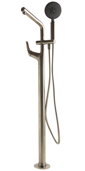 Alternate Image for ALFI brand Brass, AB2758-BN Brushed Nickel Floor Mounted Tub Filler + Mixer /w additional Hand Held Shower Head