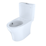 TOTO Aquia IV Two-Piece Elongated Dual Flush 1.28 and 0.9 GPF Skirted Toilet with CEFIONTECT, Cotton White, Vitreous China, CST446CEMGN#01