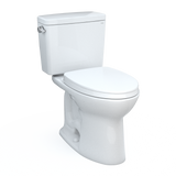 TOTO Drake Two-Piece Elongated 1.6 GPF Universal Height TORNADO FLUSH Toilet with CEFIONTECT and SoftClose Seat, WASHLET+ Ready, Cotton White, Vitreous China, MS776124CSFG#01