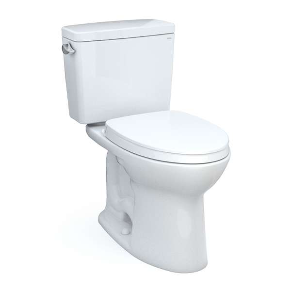 TOTO Drake Two-Piece Elongated 1.6 GPF Universal Height TORNADO FLUSH Toilet with CEFIONTECT and SoftClose Seat, WASHLET+ Ready, Cotton White, Vitreous China, MS776124CSFG#01