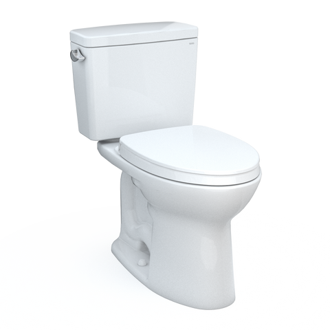 TOTO Drake Two-Piece Elongated 1.6 GPF Universal Height TORNADO FLUSH Toilet with CEFIONTECT and SoftClose Seat, WASHLET+ Ready, Cotton White, Vitreous China, MS776124CSFG#01