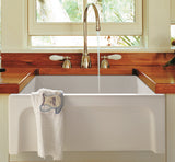 ALFI 24" Thick Wall Single Bowl Fireclay Farmhouse Apron Sink, White, AB2418ARCH-W