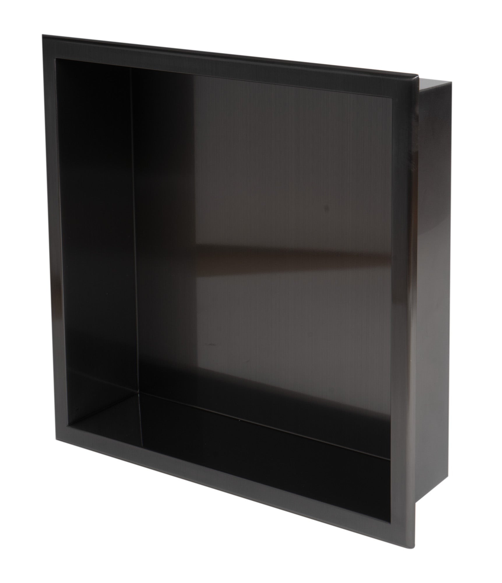 ALFI brand ABNP1616-BB 16" x 16" Brushed Black PVD Steel Square Single Shelf Shower Niche, Stainless Steel, 20 Gauge